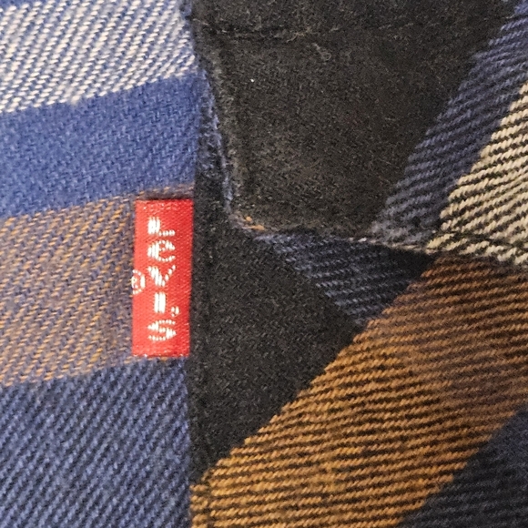Levi's Mens Flannel Button Down Button Up Long Sleeve Blue Plaid Western Medium - Picture 3 of 13